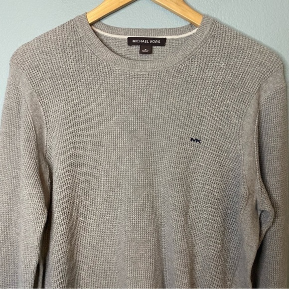Michael Kors Gray Long Sleeve Waffle Knit Shirt Size M - Picture 5 of 9